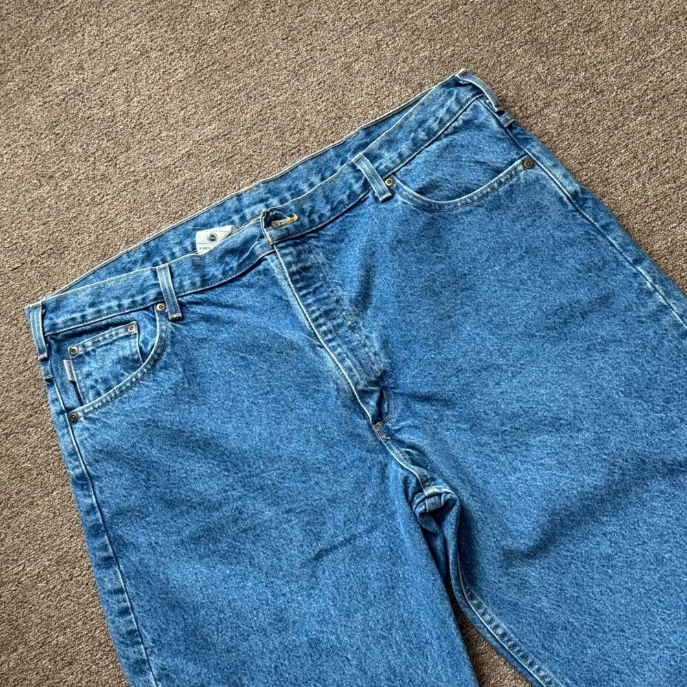 Carhartt B18STW Relaxed Fit Tapered Leg Jeans Mens 42x32 Stonewash Blue Denim